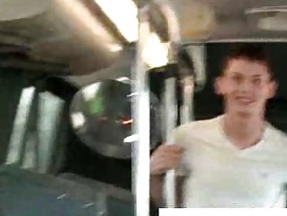 Twink sucking cock in a bus